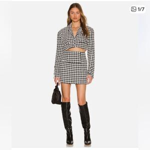 NWT For Love and Lemons Bonnie Houndstooth Blazer and Mini Skirt 1X Revolve